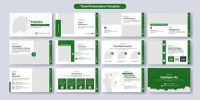 Creative business travel presentation slides template design. Use for modern presentation background, brochure design, website slider, landing page, annual report, company profile vector