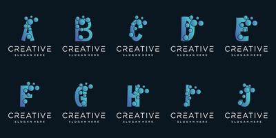 Collection logotype letter or initial with dot and molecule concept logo template Premium Vector