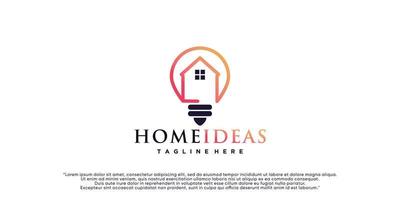 Home and bulb logo combination with line art style. line logo with building icons Premium Vector