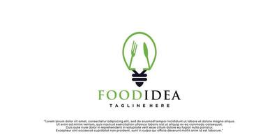 Creative bulb lamp and food logo Premium Vector