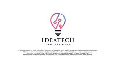 Creative bulb tech logo design. idea creative light bulb with technology concept. bulb digital logo Premium Vector