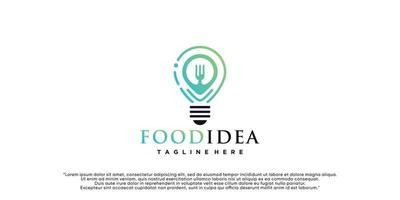 Creative bulb lamp and food logo Premium Vector