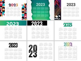 Set calendar 2023 with abstract trendy background vector