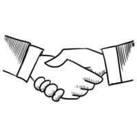 Doodle sketch style of Hand drawn handshake vector illustration for concept design.