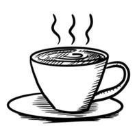 estilo de boceto de garabato de la ilustración de vector de taza de café dibujada a mano para el diseño de concepto.