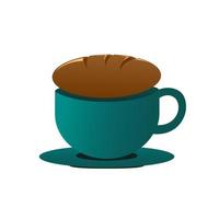 un pan encima de una taza vector