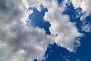 Regular spring clouds on blue sky at daylight in continental europe. Upward shot with wide angle lens without filter. photo