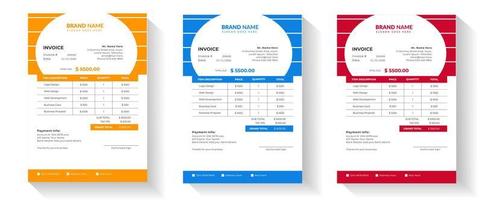 Modern corporate 3 color business invoice template vector