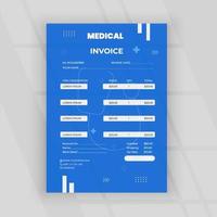 Clean business invoice template with blue color vector