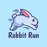 Running Rabbit Cartoon Logo Design vector