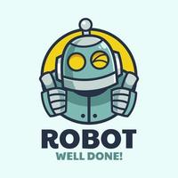 Thumbs Up Robot Cartoon Logo Design vector