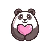 Panda Hug with Love Cartoon Logo Design vector