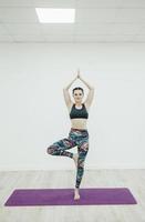 Attractive smiling woman doing yoga photo