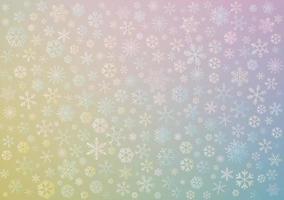 Various snowflakes with pastel colors blurred background. vector