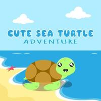 Cute sea turtle adventure vector