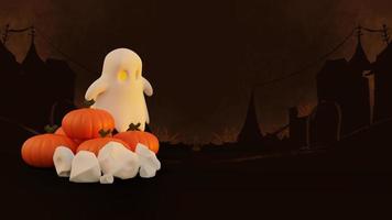 Happy halloween 3d background with pumpkin photo