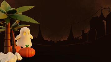 feliz halloween fondo 3d con calabaza foto