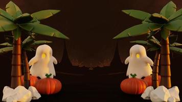 feliz halloween fondo 3d con calabaza foto