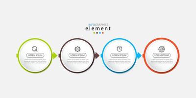 infografía empresarial moderna con vector de plantilla de diseño de título con iconos y 4 opciones o pasos. se puede utilizar para diagramas de proceso, presentaciones, diseño de flujo de trabajo, banner, diagrama de flujo, gráfico de información. eps10