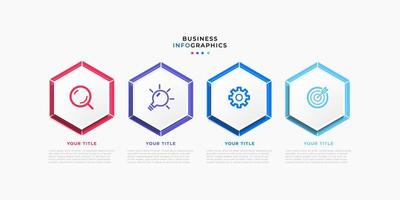 Modern business Infographic with title design template Vector with icons and 4 options or steps. Can be used for process diagram, presentations, workflow layout, banner, flow chart, info graph. Eps10