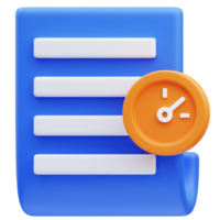 3d rendering of timer document icon illustration png