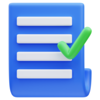 3d rendering of verified document icon illustration png