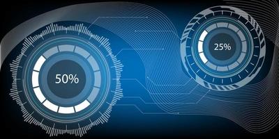 Circular percentage with Futuristic   elements. Holographic hud user interface elements, high tech bars and frames. Hud interface vector. vector