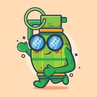 cute grenade weapon character mascot running isolated cartoon in flat style design vector