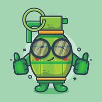 funny grenade weapon character mascot with thumb up hand gesture isolated cartoon in flat style design vector