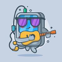 cool portable music player character mascot playing guitar isolated cartoon in flat style design vector