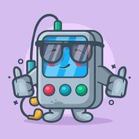 cute portable music player character mascot with thumb up hand gesture isolated cartoon in flat style design vector
