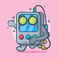 funny portable music player character mascot running isolated cartoon in flat style design