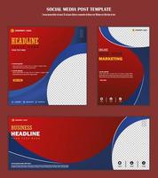 red background social media post template vector