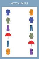 Match the clothes. Children's educational game. vector