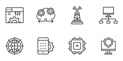 conjunto de iconos de tecnología de red. elementos de vector de símbolo de paquete de tecnología de red para web de infografía