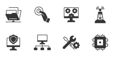 conjunto de iconos de tecnología de red. elementos de vector de símbolo de paquete de tecnología de red para web de infografía