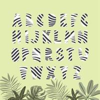 Nature Safari Cute Zebra Pattern Alphabet Font Collection vector