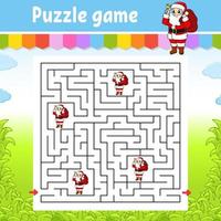 Square maze. Game for kids. Puzzle for children. Labyrinth conundrum. Find the right path. Cartoon character. Vector illustration.