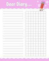 Lined sheet template. Handwriting paper. For diary, planner, checklist, wish list. Vector illustration.