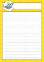 Lined sheet template. Handwriting paper. For diary, planner, checklist, wish list. Back to school theme. Vector illustration.