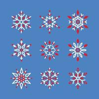 snowflake winter set of white and red. set of vector snowflakes, Nice element for Christmas banner, cards, Collection of Christmas New Year elements