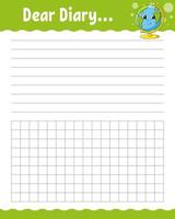 Lined sheet template. Handwriting paper. For diary, planner, checklist, wish list. Vector illustration.