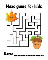 Square maze. Game for kids. Puzzle for children. Labyrinth conundrum. cartoon character. Isolated on white background. Vector illustration.