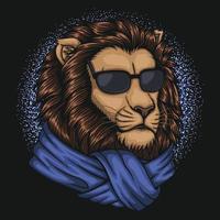 Lion cool wearing scarf vector illustration