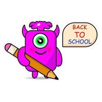 cute monster back to school design mascot kawaii vector
