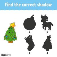 Find the correct shadow. Education developing worksheet. Matching game for kids. Activity page. Puzzle for children. cartoon character. Vector illustration.