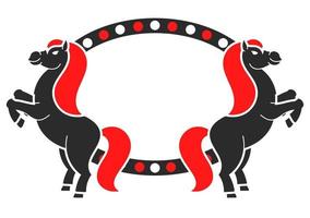 Silhouettes of rearing horses. With place for your text. For circus advertisements, advertising. Simple flat vector illustration.