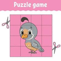 Puzzle game for kids. Education developing worksheet. Learning game for children. Color activity page. For toddler. Riddle for preschool. Vector illustration.