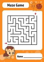 Square maze. Game for kids. Funny labyrinth. Education developing worksheet. Activity page. Puzzle for children. cartoon style. Riddle for preschool. Logical conundrum. Vector illustration.