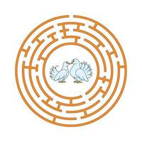 Circle maze. Game for kids. Puzzle for children. Round labyrinth conundrum. Color vector illustration. Find the right path. Education worksheet.